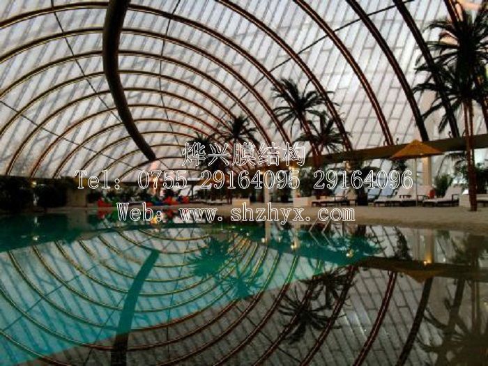 【水上樂園膜結構遮陽棚】娛樂中心永久性隔熱保溫透光ETFE膜結構游泳館